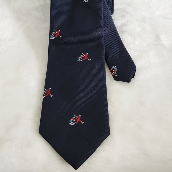 Lands' End Direct Merchants Silk Navy Blue Baseball Player Catcher Necktie Tie - Picture 1 of 11